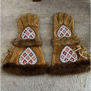 Native American (Northern Canada) leather and beaded gloves.